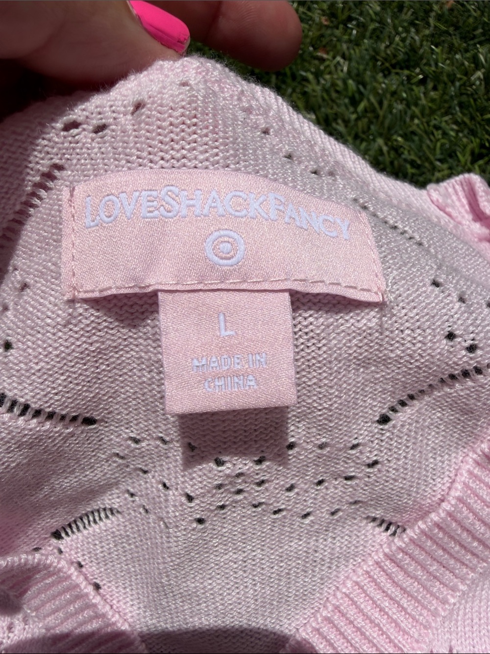 LoveShackFancy x Target Girls Light Pink Eyelet Knit Cardigan - Picture 2 of 4